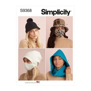 Simplicity S9368 Hat Mask Sew Pattern Sizes S-XL Bucket Hat Beanie Hooded Scarf